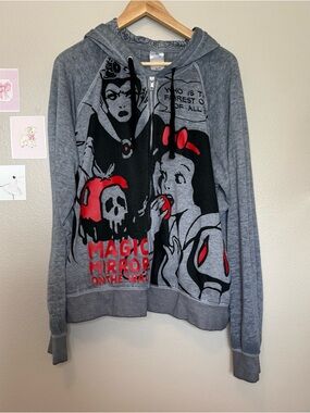 Disney Graphic Snow White & Evil Queen Zip Hoodie - Gray with Red Accents 2X
